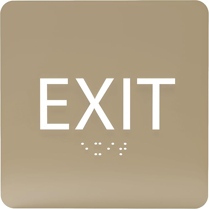 6" X6" Exit Sign - ADA Compliant Tactile Graphics Grade 2 Braille Text Acrylic Wall Signs - Emergency Rescue Safety Door Sign for Schools, Offices, Businesses, and Restaurants