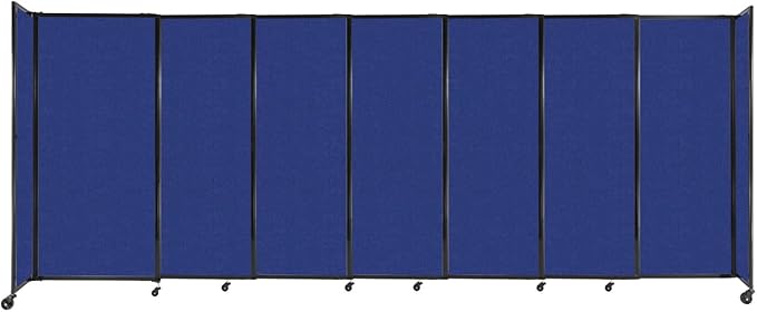 Versare Straightwall Sliding Portable Wall Partition | Freestanding Office Dividers | Locking Wheels | Temporary Room Separator | 15'6" Wide x 6' Tall Blue SoundSorb Panels