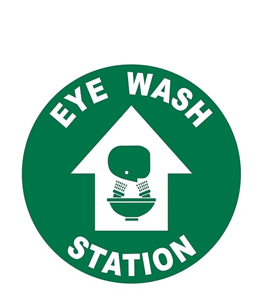 Stranco Floor Signs "EYE WASH STATION" Non-Slip Permanent Acrylic Adhesive, 17" White on Green