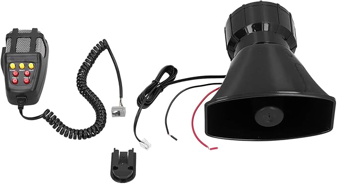 Car Horn Public - Address Speaker, DC12V Siren Sound System for Motorcycle and Off - Road Vehicle, 100W Loud Alarm with PA Mic and Installation Kit, Compatible with Car