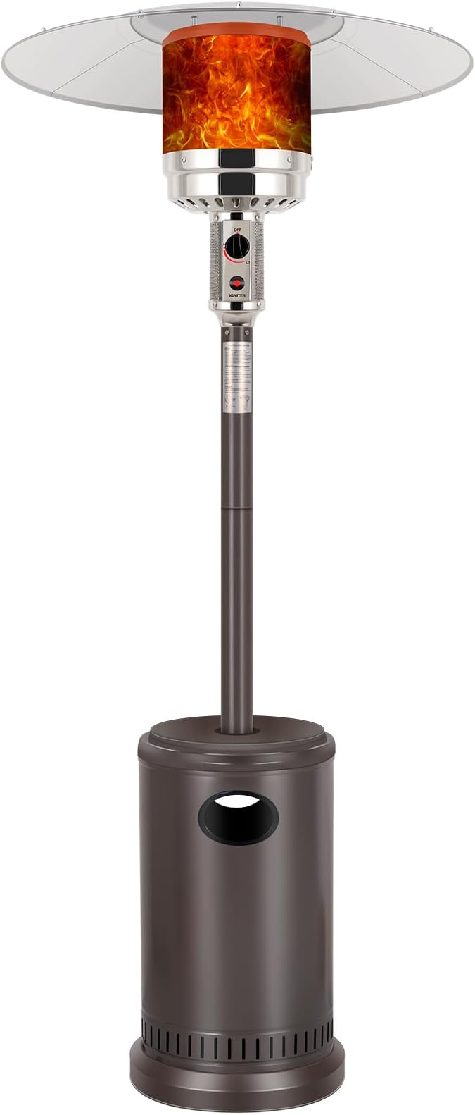 Hykolity 50,000 BTU Patio Heater with Sand Box, Table Design, Double-Layer Stainless Steel Burner, Wheels, Tip-over Protection System, Outdoor Heater for Home and Residential, Brown
