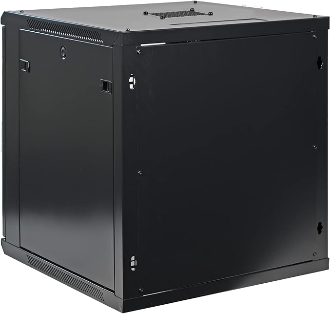 12U Professional Wall Mount Network Server Cabinet Enclosure 19-Inch Server Network Rack Mid-Depth Black