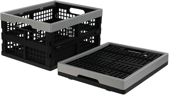 Jekiyo 16-Liter Folding Crates Storage, Collapsible Container Plastic, Set of 1