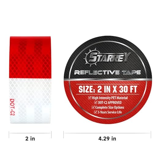 DOT-C2 Reflective Tape 2 in X 30 FT Red White Waterproof Outdoor Selfadhesive Trailer Tape Safety Caution Reflector Conspuicy