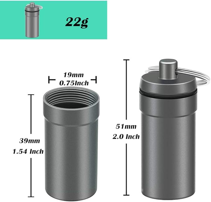 3 Packs Waterproof Aluminum Pill Fob Container, EFFIET Nitro Bottle Holder Nitroglycerin Pill Case Emergency Keychain Pill Holder for Medicine Organizer Dispenser (3 Packs Matt Finished)