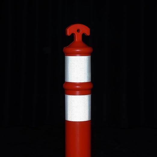 Traffic Delineator Post Cones with Heavy-Duty Octagonal Rubber Base, Channelizer Post Kit for Road Construction Work, Traffic Guidance, Garage Parking, Crowd Control (3, 45")