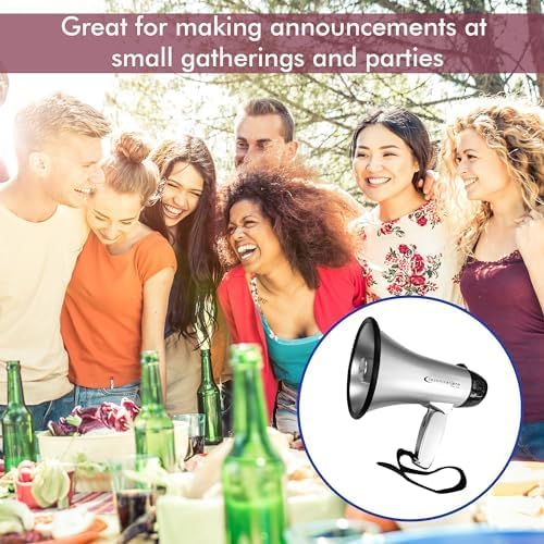 Technical Pro 20 Watts Lightweight Portable 300M Range Megaphone Bullhorn with Strap, Siren, and Volume Control, Good for Trainers, Soccer, Football, Baseball, Coaches