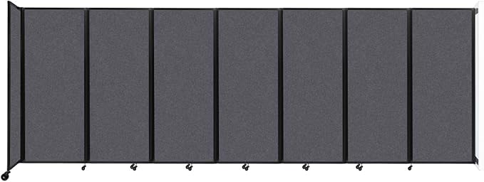Versare Room Divider 360 Wall-Mounted Folding Partition | Locking Wheels | Temporary Room Separator | 19'6" x 6'10" Dark Gray SoundSorb Panels