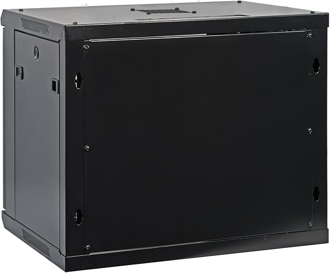 9U Professional Wall Mount Network Server Cabinet Enclosure 19-Inch Server Network Rack Meshed Door Low-Profile Black