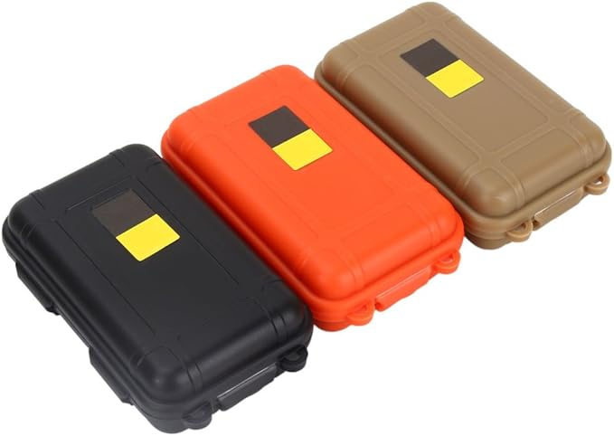 Yosoo Outdoor Waterproof Survival Storage Case Container - Fishing Carry Box (Orange & Black & Mud Color, S) Airtight Box