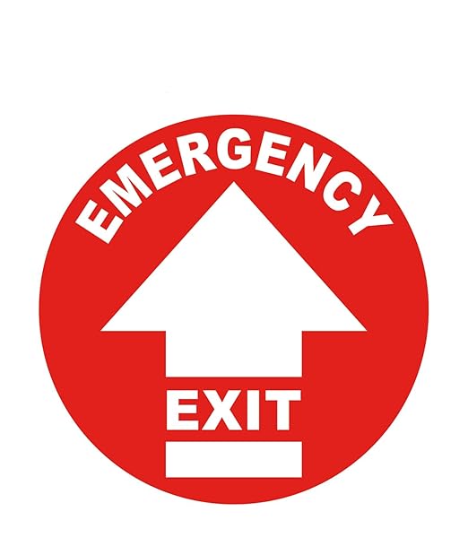 Stranco Floor Signs "EMERGENCY EXIT" Non-Slip Permanent Acrylic Adhesive, 17" White on Red