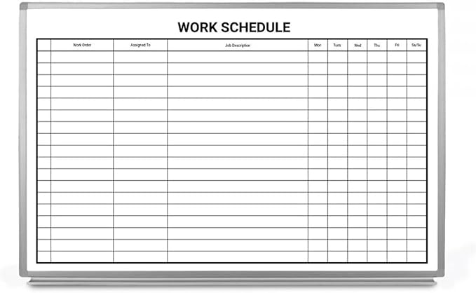 Creative Safey Supply Work Schedule Whiteboard 60" x 40"