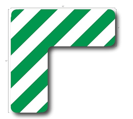 5S Location Marking Corner- (Various Sizes Available) Durable L Shaped Floor Marker by Graphical Warehouse- Vibrant Colors, Rounded Corners (10x10x4" (10 Pack), Green/White)