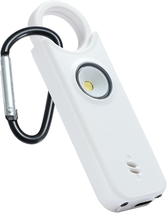Personal Safety Alarm - 135dB Ultra Loud Siren with LED Strobe Light, USB-C Rechargeable, Compact Keychain Alarm for Women/Men, Emergency Flashlight & Vibration Alert(White)