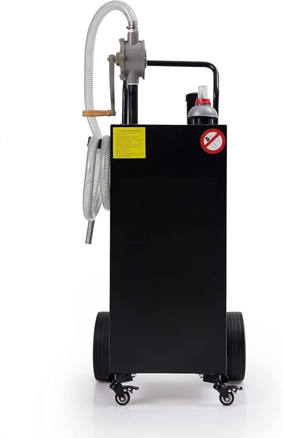 30 Gallon Fuel Caddy with Manual Pump, Heavy Duty Portable Gas & Diesel Transfer Tank on 4 Wheels, Spill-Proof Container for Truck, Tractor, Boat, ATV, Farm,Orange