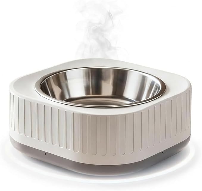Heated Water Bowl, 200 ml Outdoor Thermostatic Control Heated Dog Pet Bowl,Heated Water Pet Dish with 5Ft Chewproof Cord, Provides Warm Drinkable Water in Winter for Dogs Cats Chickens (Grey)