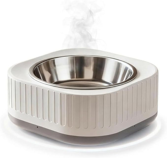 Heated Water Bowl, 200 ml Outdoor Thermostatic Control Heated Dog Pet Bowl,Heated Water Pet Dish with 5Ft Chewproof Cord, Provides Warm Drinkable Water in Winter for Dogs Cats Chickens (Grey)