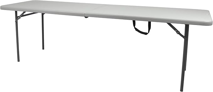 OEF Furnishings OEFCMFIH3096 Rectangular Commercial-Grade Premium Industrial Fold-in-Half Blow-Molded Folding Table with 18-Gauge Steel Frame and Thick Top (Rectangle, 30" × 96", Speckled Gray Top)