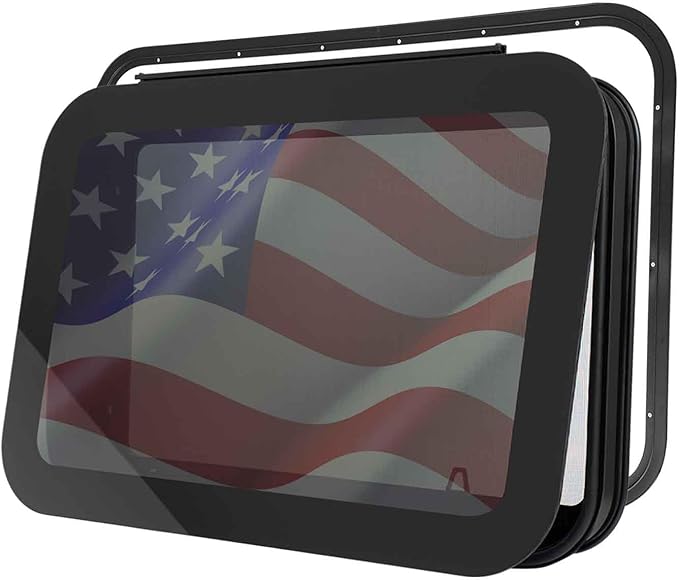 36"x22" Frameless RV Sliding Window - DOT Approved Tinted Glass, Anodized Aluminum Frame w/Mesh Screen, Fits 1.5"-1.875" Walls (Complete Installation Kit Included)