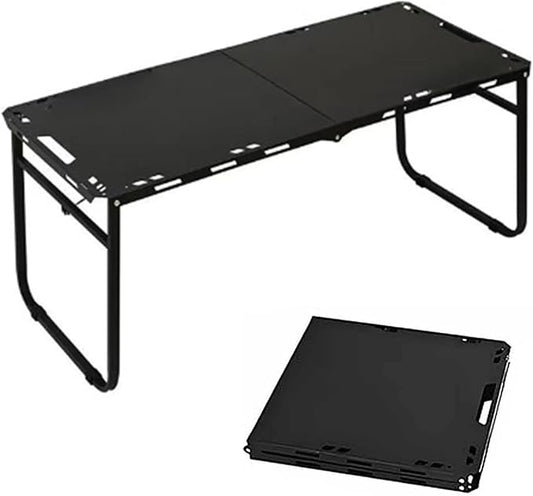 SoloWilder Foldable Camping Table with Gas Struts 3'5" Carbon Steel Large Outdoor Portable Table 11.8lb for Hiking, BBQ, Picnic