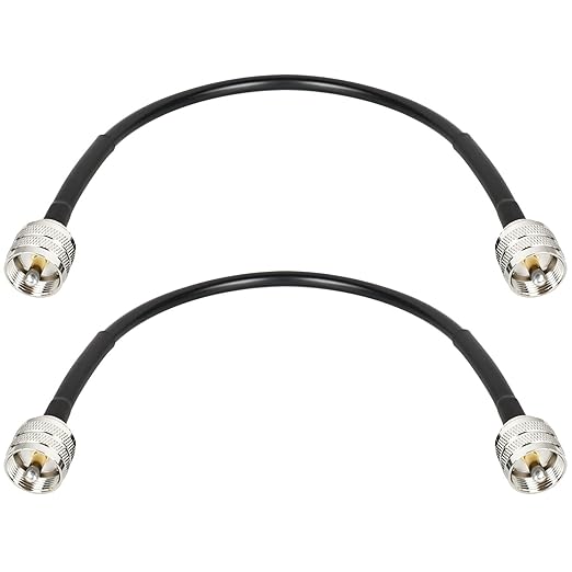 RG8x Jumper Cable 1ft,2 Pack PL259 Jumper CB Coax Cable 50 Ohm,UHF PL259 Male to Male Low Loss CB Antenna Extension for HAM Radio,VHF Radio,SWR Meter,Antenna Analyzer