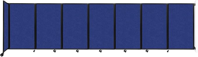Versare Room Divider 360 Wall-Mounted Folding Partition | Locking Wheels | Temporary Room Separator | 19'6" x 5' Blue SoundSorb Panels