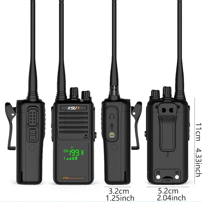 Handheld Two-Way VHF Marine Radio IP68 Waterproof LED Screen International Marine Channels 136-174 MHz 8000 mAh Battery KSUN P85