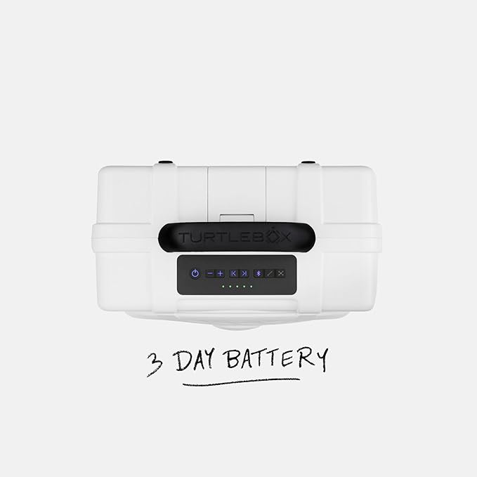 Turtlebox Original Gen 3: Portable Outdoor Bluetooth Speaker – Ultra-Loud (120dB), Waterproof (IP67), Rugged, Impact-Resistant, 3-Day Battery | Party Mode: Unlimited Pairing for Stereo Sound, White