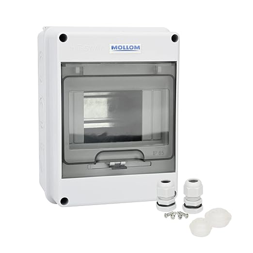 MOLLOM 5 Way Circuit Breaker MCB Distribution Protection Box with DIN Rail, IP65 Waterproof,for Indoor and Outdoor