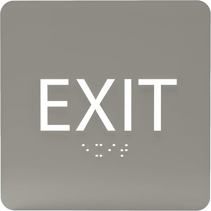 6" X6" Exit Sign - ADA Compliant Tactile Graphics Grade 2 Braille Text Acrylic Wall Signs - Emergency Rescue Safety Door Sign for Schools, Offices, Businesses, and Restaurants