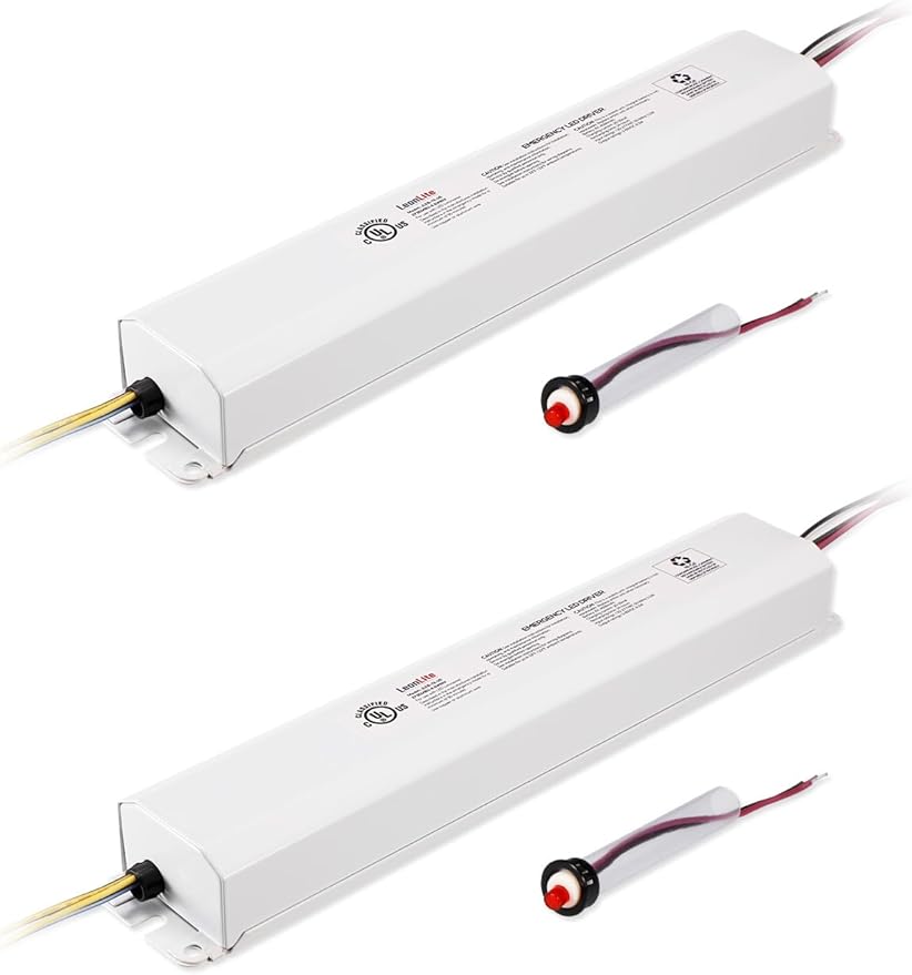 LEONLITE 8.5W LED Emergency Driver, 120V-277VAC, Voltage Range 3-60VDC, UL & FCC Listed, Fit for Commercial Fixture 8-72W, Rechargeable Backup Battery, 90mins Duration, for Panel, Linear, Pack of 2
