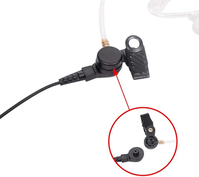 Walkie Talkie Earpiece Headset with Mic PTT for Kenwood Puxing Wouxun Hytera Two Way Radio 2 pin with Nipple Covert Acoustic Tube，2 Pack