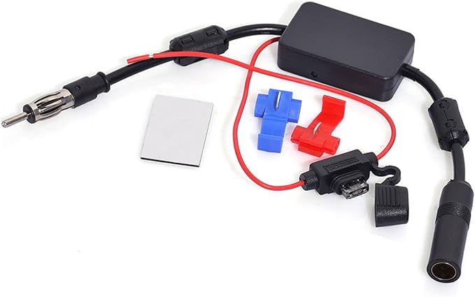 Universal Car Antenna Booster 12V Vehicle Stereo FM AM Radio Antenna Signal Booster Amplifier for Car Truck SUV Marine Boat UTV RV Audio Radio Stereo Media Head Unit Receiver