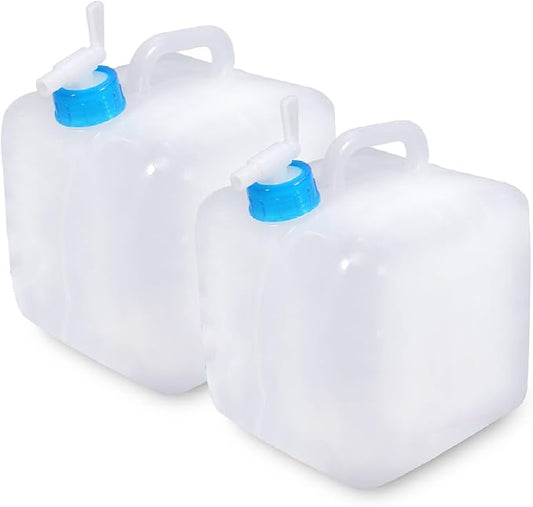 2 Pack 5.3 Gallon Collapsible Water Container with Spigot, Portable Foldable Water Container, Camping Water Storage Jug Tank for Outdoor Sports Camping Hiking Emergency
