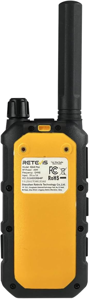 Retevis RB48 Plus IP67 Waterproof Heavy Duty Long Range Walkie Talkies, GMRS Radio, Construction Jobsite Two Way Radio, NOAA, Shock Resistant, Dual PTT, Vibration Reminder(4 Pack)