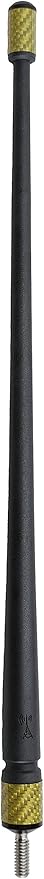 Votex - 13 3/4 Inch Short Flexible Rubber Antenna - USA Stainless Steel Threading - Gold Carbon Fiber Trim - Tuned Internal Copper Coil - Part Number A601-6M-15