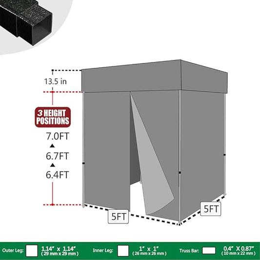 Eurmax USA 5'x5' Flat Top Pop-up Canopy Portable Photo Booth Tent for Events Wedding Photobooth for Professional Photos Photo Booth System with Roller Bag，Bonus 4 SandBags (Flat Printed Black)