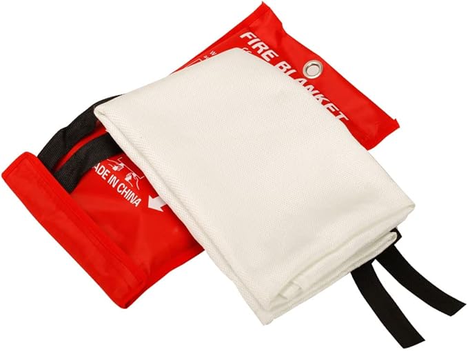 Aksipo Fire Blanket Fiberglass Fire Emergency Suppression Flame Retardant Blanket Emergency Survival Safety Cover for Kitchen Home House Car Office Warehouse, 2 Pack (39.3X 39.3 inch)