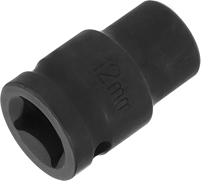 HARFINGTON 12-Point Impact Socket 1/2 Inch Drive 12mm Metric Cr-V Shallow Impact Socket Nut Driver Wrench for Auto Repair