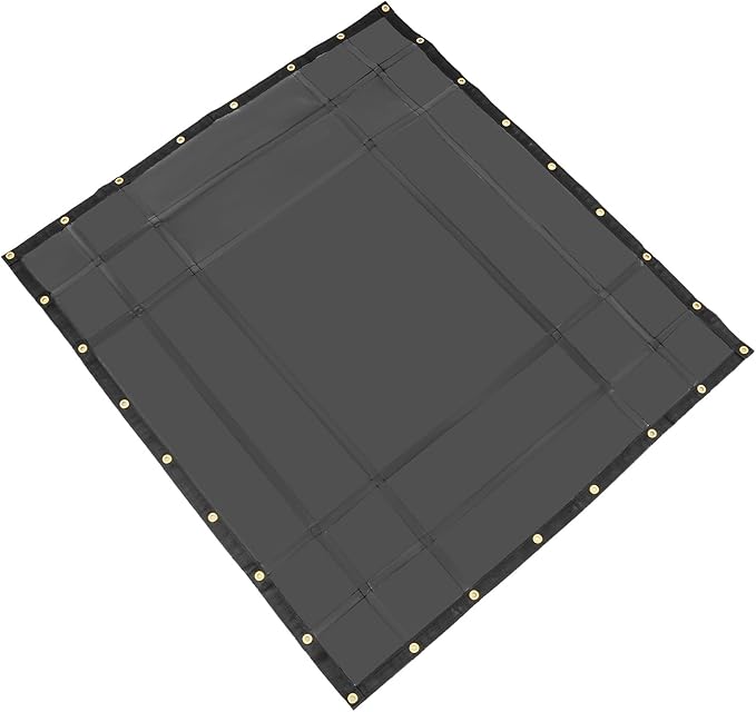 Heavy Duty Waterproof Tarp,63'' x 56.75'' Black Tarpaulin with Fixed D-Shaped Rings,Truck Tarpaulin,Emergency Rain Shelter Protective Cover,Multipurpose PVC Cargo Tarp for Firewood, Roof, Camping