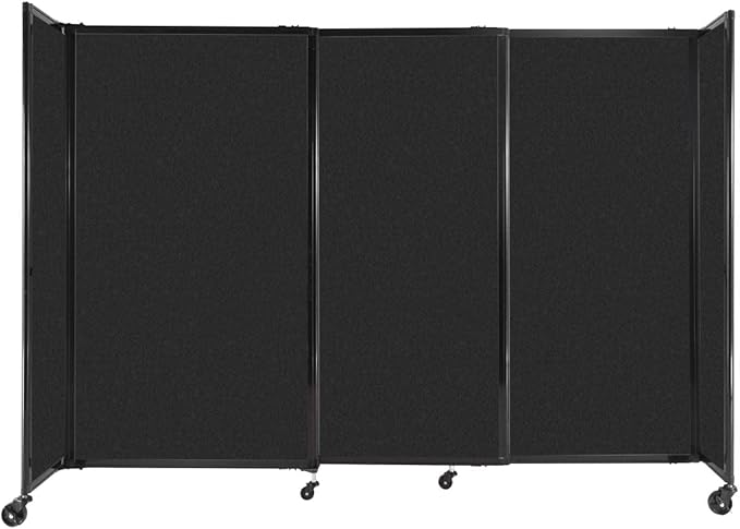 Versare Straightwall Sliding Portable Wall Partition | Freestanding Office Dividers | Locking Wheels | Temporary Room Separator | 7'2" Wide x 5' Tall Black SoundSorb Panels
