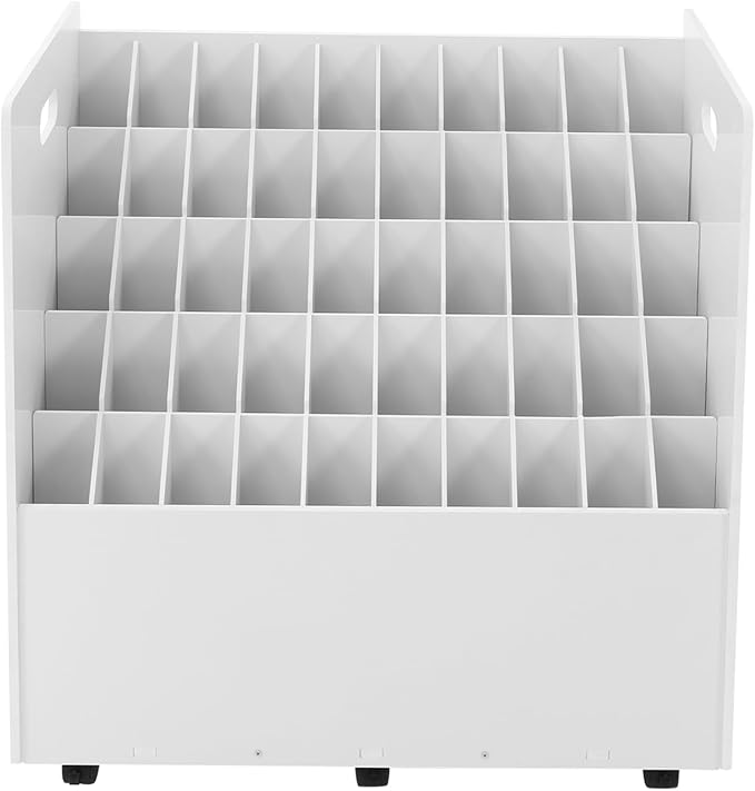 Blue Print Storage Organizer, 50 Slot Mobile Roll File Cart, Construction Plan Holders, Blueprint Cabinet with Wheels for Office Home Library