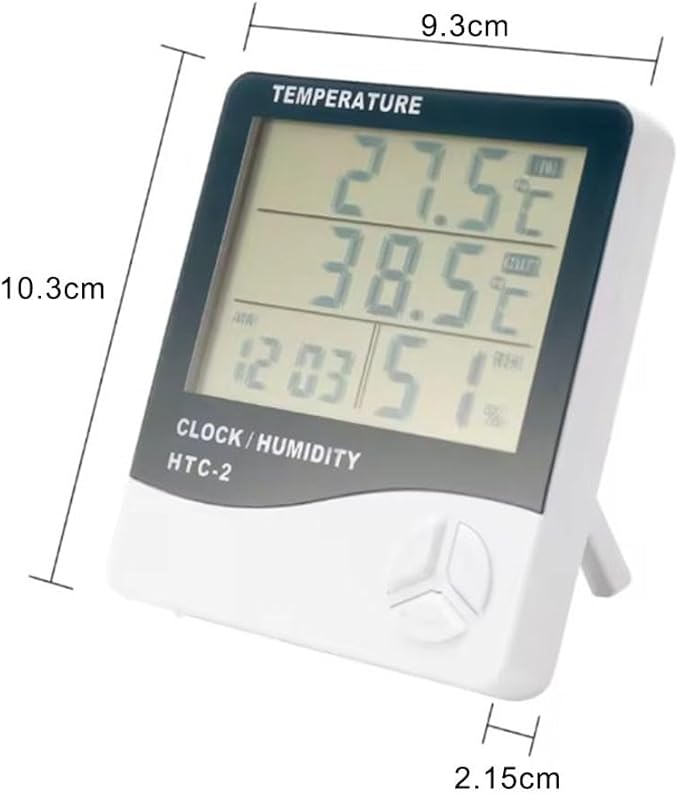Digital Temperature and Humidity Monitor with Large LCD Display Indoor Outdoor Thermohygrometer Clock and Calendar for Home Office Garden Warehouse