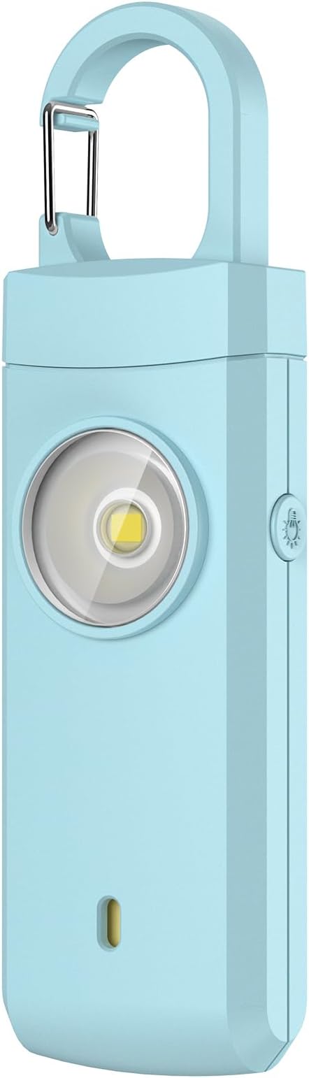 Rechargeable Personal Alarms for Women - Christmas Birthday Gifts for Women, Stocking Stuffers for Teen Girl, Daughter, Safety Keychain Flashlight, Siren Alarm, Travel College Essentials (Aqua)