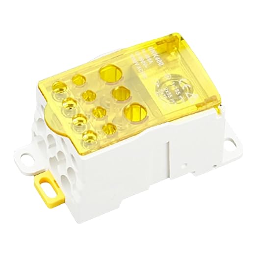DIN Rail Distribution Box,690V 400A Positions Screw Terminal Block Junction Box Breaker Box Circuit Breaker Distribution Box for Various Power Distribution Needs (Yellow, 400A)