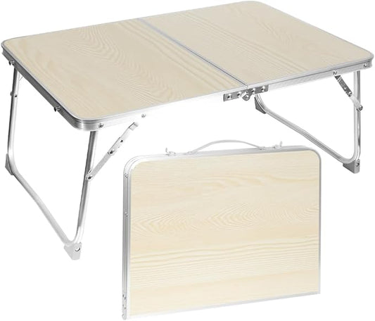 KISKIS 2 Fold Ultra Lightweight Folding Camping Tables 2Ft Portable Small Aluminum Outdoor Desk with Carry Handle, 62X42cm(24X17inch) for Picnic Travel,White