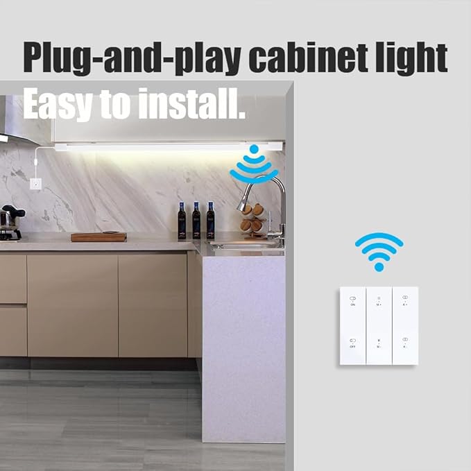 Under Cabinet Lights with Plug. 3000K-6500K Dimming and Color. with Wireless Control Panel and Remote Control.18W 1800LM for Garage, Kitchen, Bathroom, Closet, Office (24 inch-2pcs)