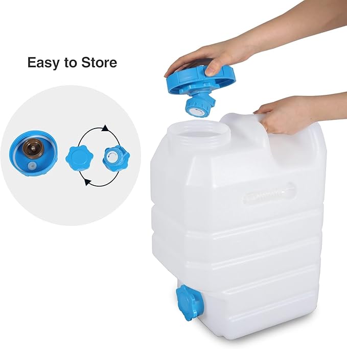 3.9 Gallon/15L Water Container with Spigot, Portable BPA Free Water Jug, Multifunction Water Tank for Camping Outdoor Hiking Picnic Supplies, 4 Pack