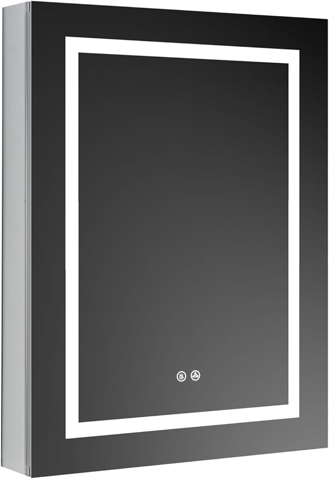 Blossom LED Mirror Medicine Cabinet with Lights, 24x32 Inch | Right Hinge LED Medicine Cabinet Mirror for Bathroom | Recessed or Surface with Defogger, 3 Color Dimmer | Makeup Mirror