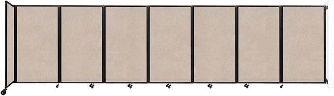 Versare Room Divider 360 Wall-Mounted Folding Partition | Locking Wheels | Temporary Room Separator | 19'6" x 5' Beige SoundSorb Panels